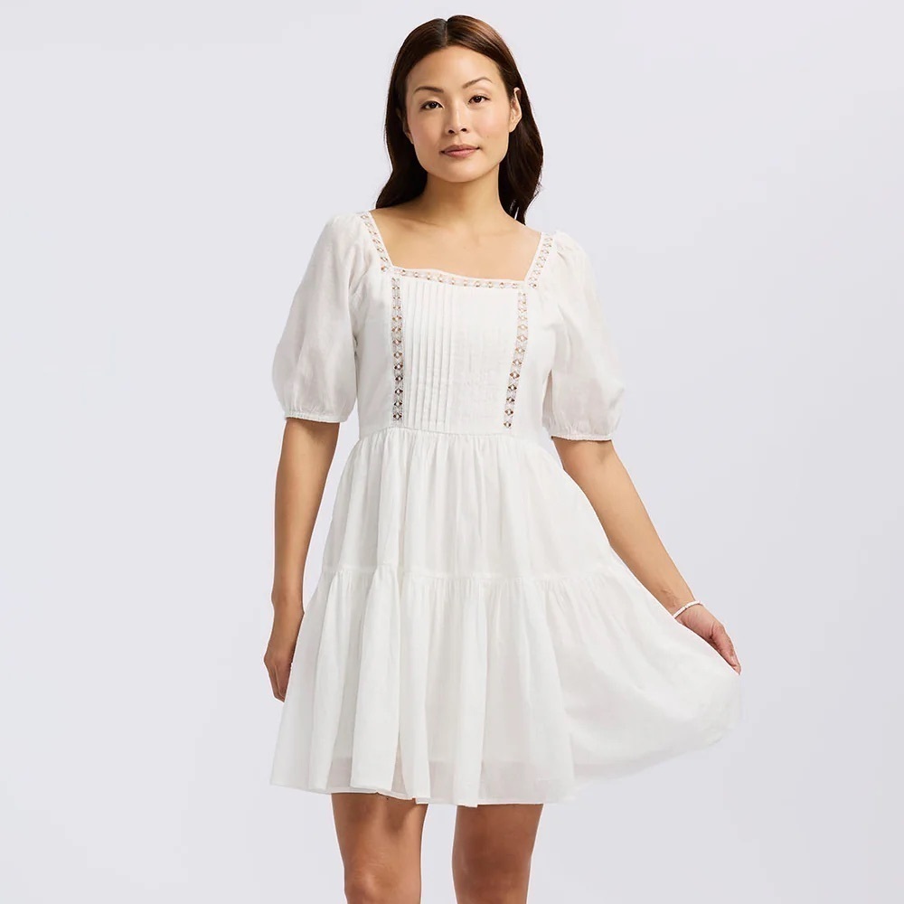 NWT Buffalo David Bitton Lara Jean Women's Eyelet Trim Mini Dress